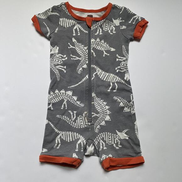 Tea Collection Dinosaur Skeleton Zip Up Pajamas One Piece - Picture 1 of 3